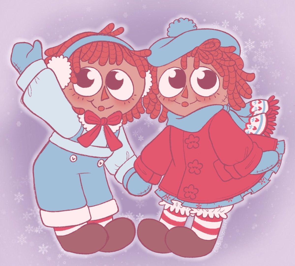 Gay people going out for a winter brunch ❄️ #raggedyann #raggedyannandandy