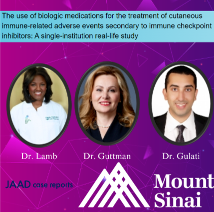 🌐 Exciting publication by <a href="/AngelaLambMD/">Angela Lamb, MD</a>, <a href="/EmmaGuttman/">Emma Guttman-Yassky</a> &amp; Dr. Gulati on biologics managing cirAEs from ICIs! 🌟 Study shows substantial patient improvement, emphasizing dermatologists' crucial role in cancer care. 🧑‍⚕️🔬 

Learn more: bit.ly/immune_checkpo…

<a href="/IcahnMountSinai/">Icahn School of Medicine at Mount Sinai</a>