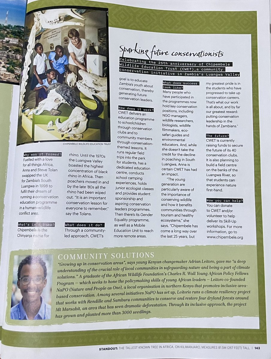 leitoroadrian's tweet image. Excited to have our work @napo_kenya featured on the Nov 23 - Jan 24 issue of the Africa Travel Magazine ✨