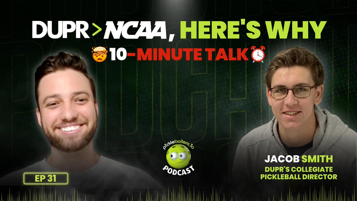 Had on DUPR's Director of College Pickleball on the Pod! Broke down all of 2024, DUPR vs NCAA/APP/etc. and a new series they're calling the campus regionals! Pretty informative and exciting stuff. 

youtu.be/hqW1ONsE9gA?si…