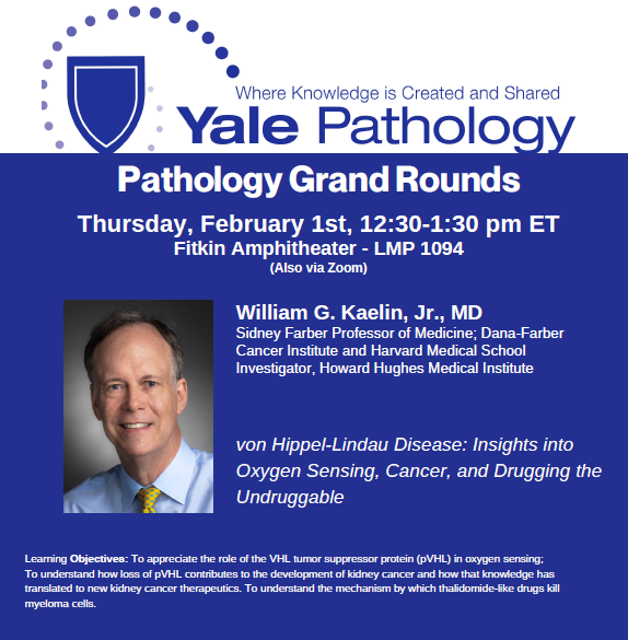 #ICYMI a video of our #Pathology Grand Rounds from last week featuring William Kaelin, Jr., MD (@kaelin_lab) of @HarvardMed & @DanaFarber. Many thanks to Dr. Kaelin. @YaleMed @YaleCancer @YalePathRes bit.ly/3LPHp7y