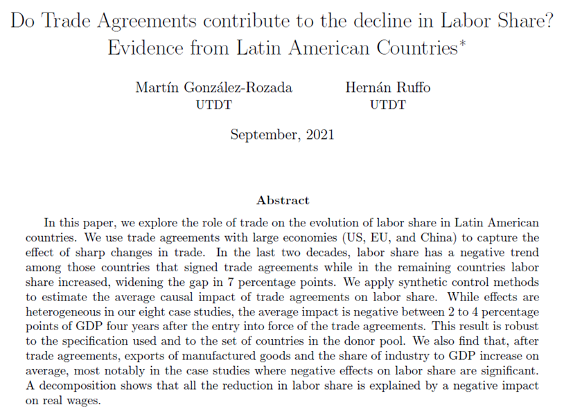 EconAndes's tweet photo. #EconPaper | "Do Trade Agreements contribute to the decline in Labor Share? Evidence from Latin American Countries" | "¿Contribuyen los Acuerdos Comerciales a la disminución de la Participación Laboral? Evidencia de países latinoamericanos" https://t.co/vVQFfzYCBO