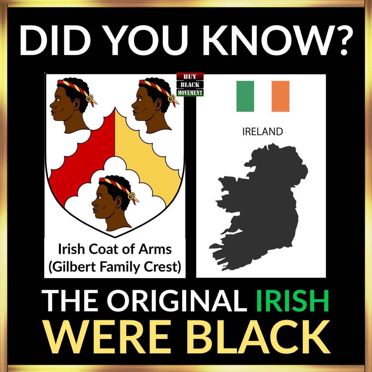 🤯Ireland too! Yes, multiple forms of scientific evidence has shown that the original inhabitants of Ireland were Black people! (Full post here: tinyurl.com/yckdf427) ❤️🖤💚Brought to you by BuyBlackMovement.com
