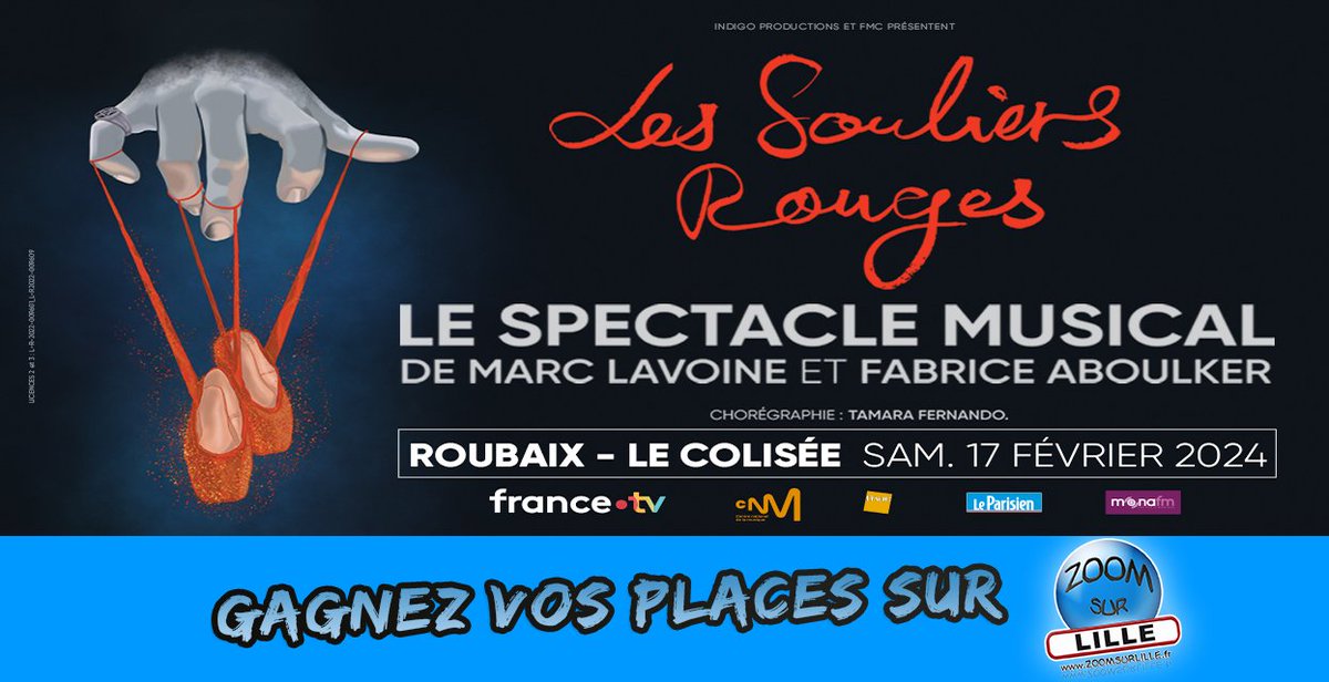 😀 ZSL, Haracom &amp; Indigo Productions vous offrent vos places pour le spectacle « Les Souliers Rouges » au Colisée de Roubaix le samedi 17 février 2024 à 20h ! 😀

Pour jouer :
- formulaire de participation >>> cutt.ly/swXZ6UDH
- retweeter ce post !

🍀 Bonne chance !!! 🍀