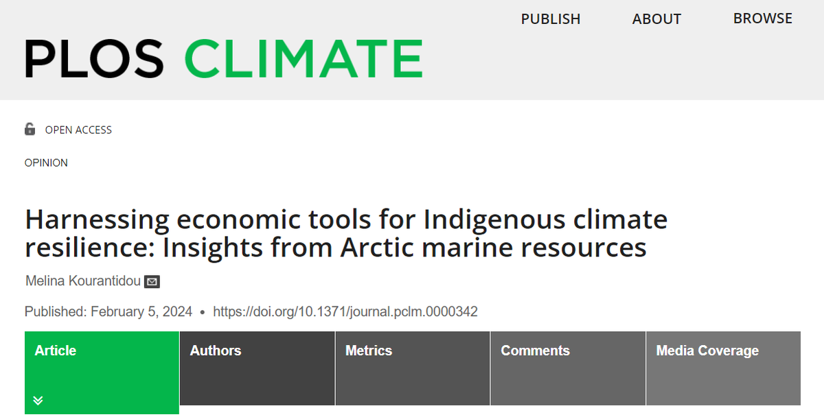 In a new Opinion article for our <a href="/Polar_Research/">APECS</a> Collection, <a href="/MelinaKour/">Melina Kourantidou</a> of <a href="/UBO_UnivBrest/">UBO - Univ. Brest</a> lays out how economic tools can support Indigenous climate resilience in the Arctic

journals.plos.org/climate/articl…