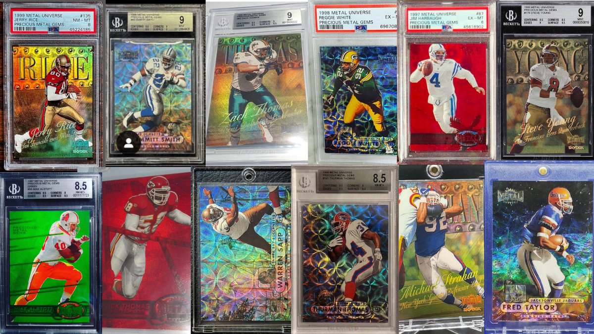 🙋‍♂️ Which Precious Metal Gems card in this lot would you most want to own? 🏈   I have been working w/ my friends at @NextGemApp to map out all of the 🏈 PMG’s which may be available for sale. The following is just a small fraction of what we’ve been able to find. Interested in a