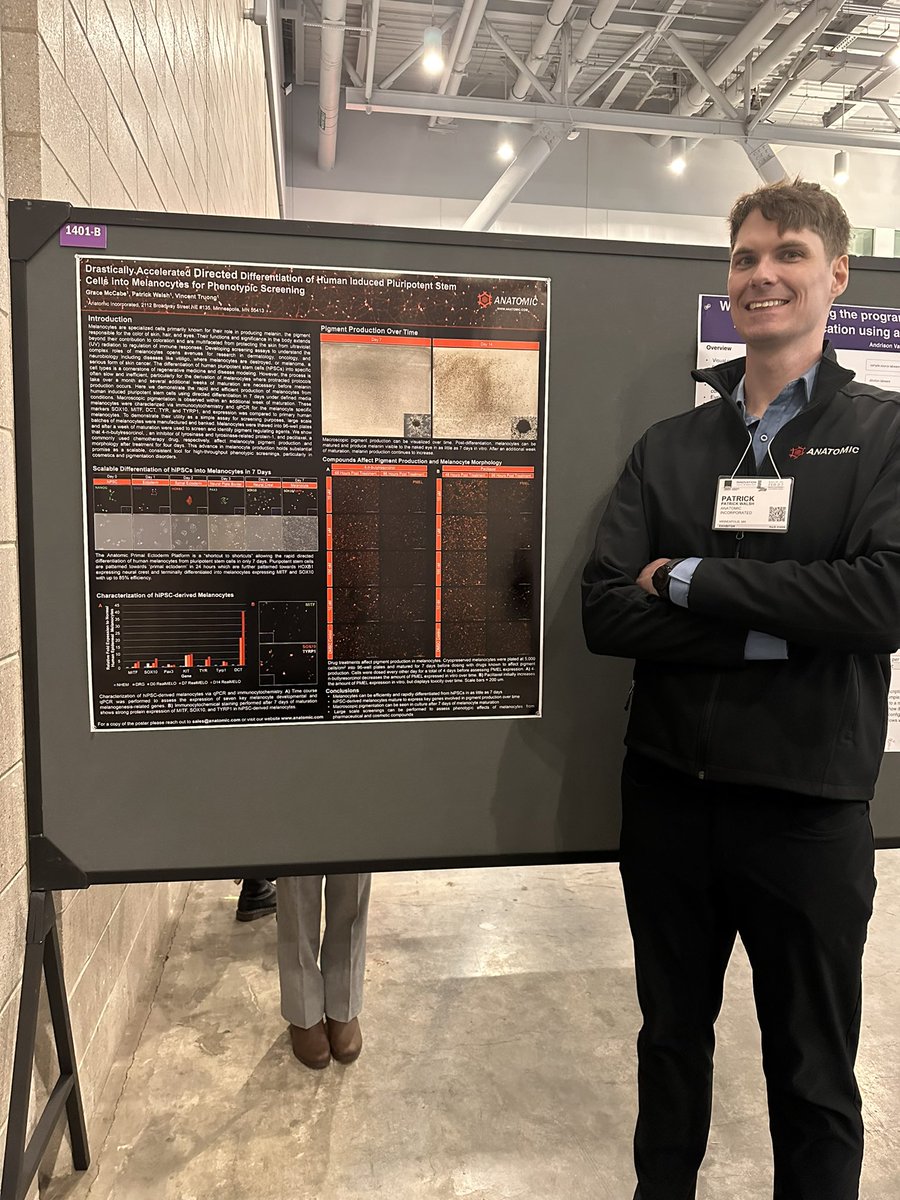 Patrick is presenting from 2-3PM today! #SLAS2024 1401-B “Drastically Accelerated Directed Differentiation of Human Pluripotent Stem Cells into Melanocytes for Phenotypic Screening”