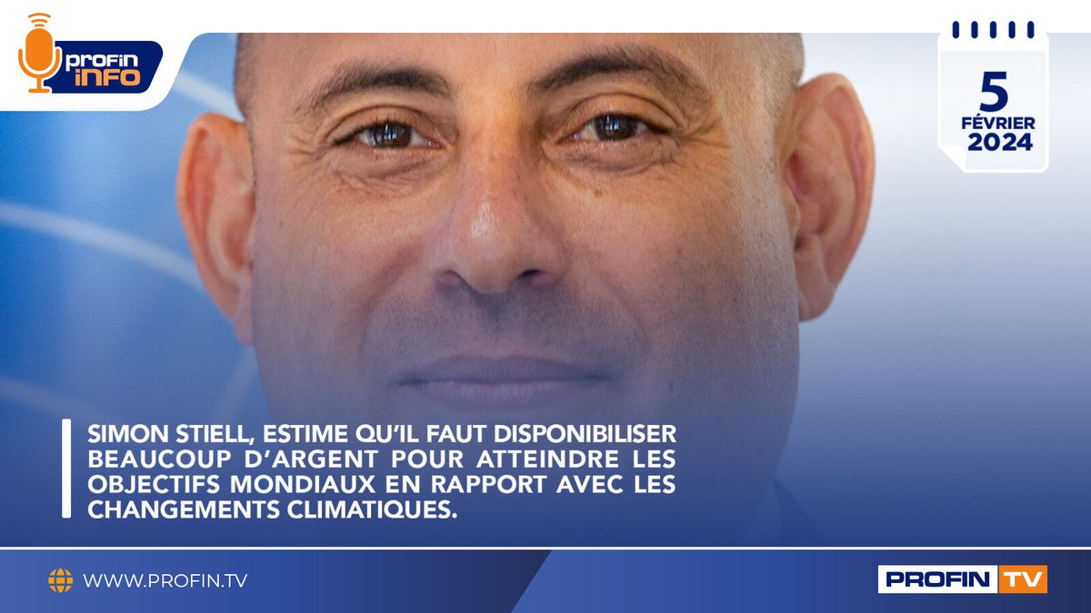 profintv's tweet photo. Simon Stiell, estime qu’il faut disponibiliser beaucoup d’argent pour atteindre les objectifs mondiaux en rapport avec les changements climatiques. #ProFinInfo #ProFinTV votre information économique et financière #autrement #YonLòtJan. Abonnez-vous https://t.co/S0jUzJfY42 https://t.co/iN8JwQ7IEx