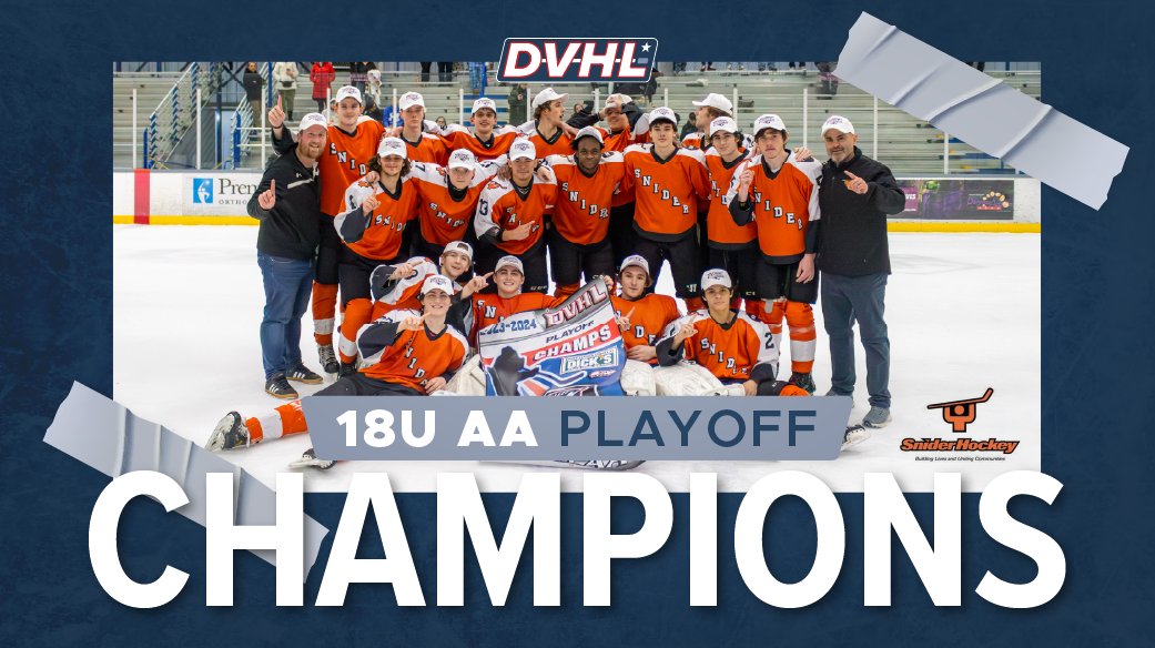 TheDVHL's tweet photo. Congratulations to our 18U AA Playoff Champions - @sniderhockey! https://t.co/tHhAK6zE8w