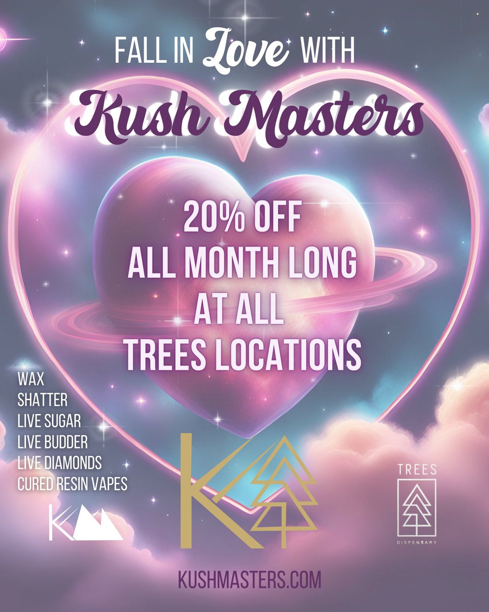 Stop by any Trees locations and get in on this month long deal! To get some extra savings, stop by during a Kush Masters pop up and get 50% off!