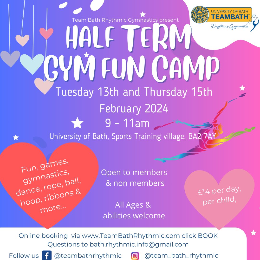 Bathrhythmic's tweet photo. 🤸Have you got a child who loves 
cartwheels &amp; dance?

Then RHYTHMIC GYMNASTICS
 is for you!
Learn skills in a safe, fun environment, 
qualified coaches in a British Gymnastics Club.

BOOKING: 
https://t.co/lLICVesAmr -> 
hit BOOK

*Places available, come and join the fun!* https://t.co/weItFSLPyE