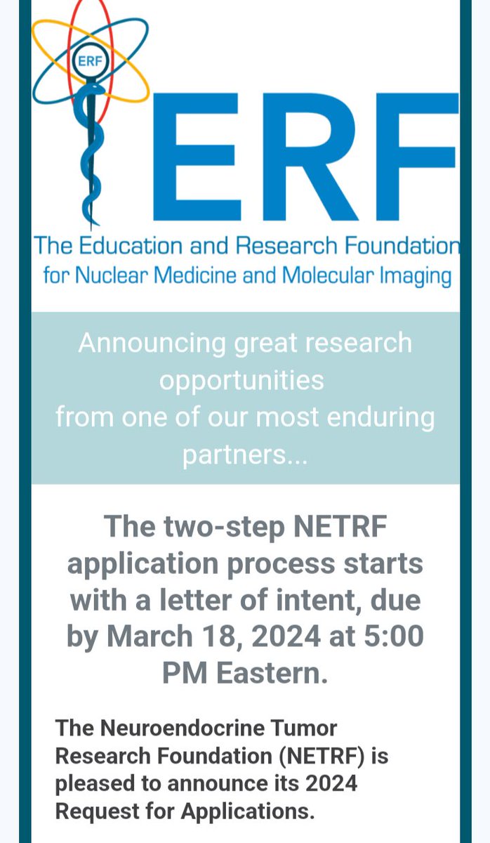 The #NETERF #research application is due on March 18th. Information: netrf.org/for-researcher…