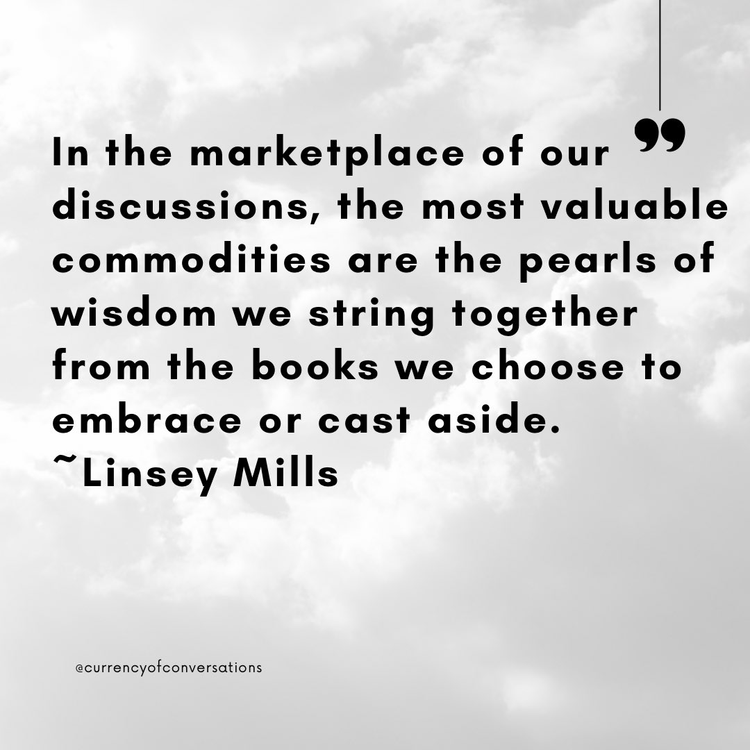 Linseymills's tweet image. In the marketplace of our discussions, the most valuable commodities are the pearls of wisdom we string together from the books we choose to embrace or cast aside. ~ Linsey Mills
#discussiongroups #wisdomquotes #motivationdaily #motivationforsuccess #booksbooksbooks