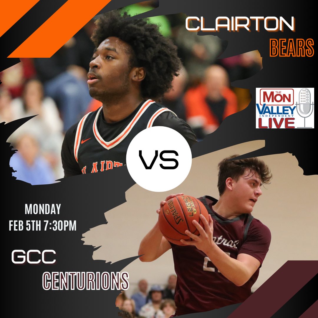 Section Boys Basketball to start the week tonight on MVI Live 🏀 Clairton 🆚 GCC 📍Clairton 🕢 7:30 PM 🎙️@ALyons2631 💻 webca.st/244795