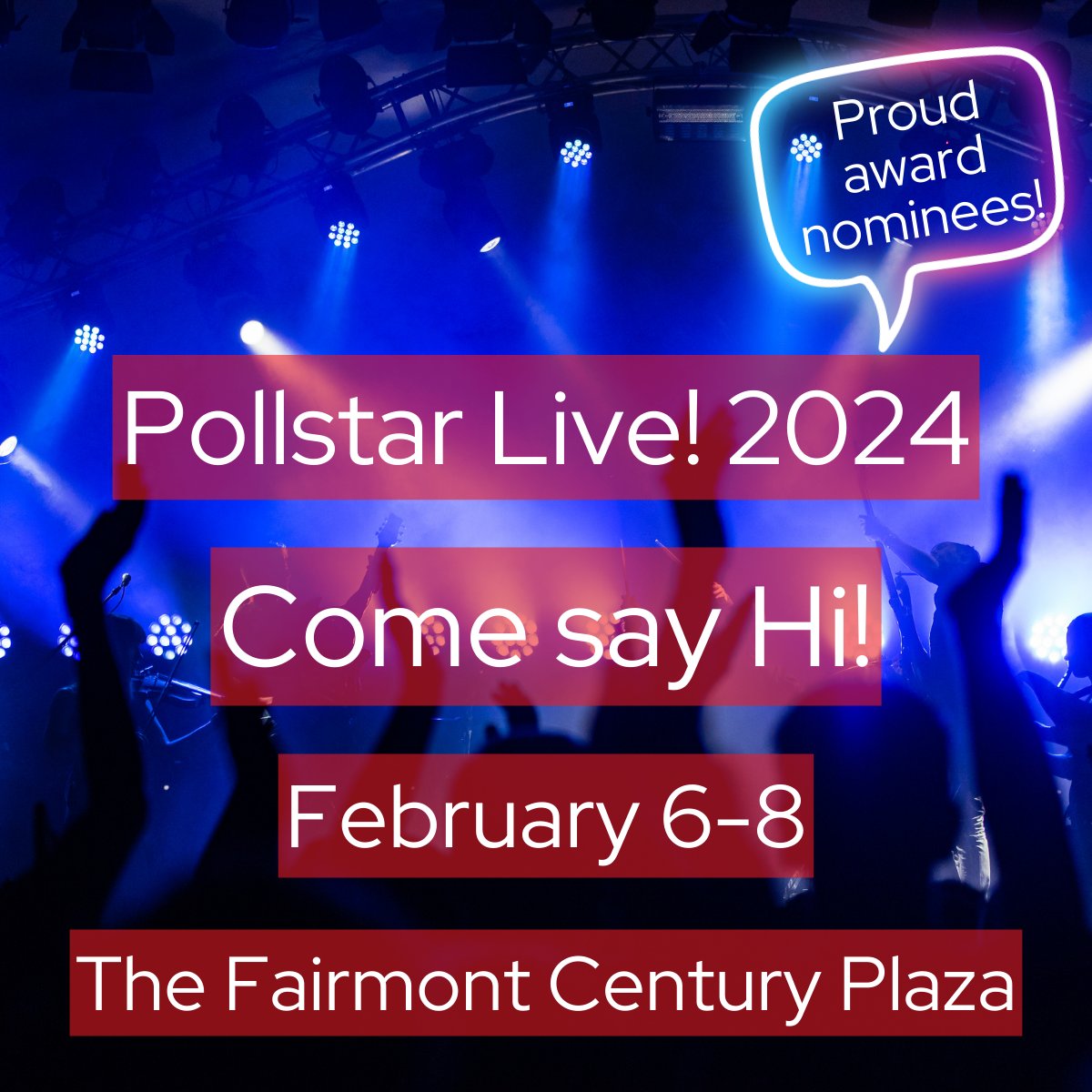 We are super excited to be an award nominee and sponsor for this years @Pollstar Live! Looking forward to connecting with industry professionals and celebrating each other's successes. Stop by our booth and let's chat! #PollstarLive #PSL2024