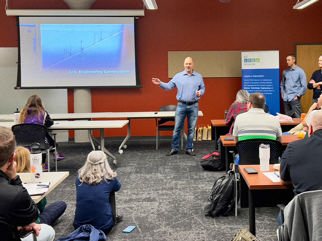 USEngineering's tweet photo. Last week we were honored to host @PLTWorg’s Annual Teacher Mentor Day. 50 middle and high school educators met at our headquarters in Kansas City for professional development and STEM career discovery led by regional partners and U.S. Engineering team members. #LeaveALegacy https://t.co/Dm2dv9dxS5
