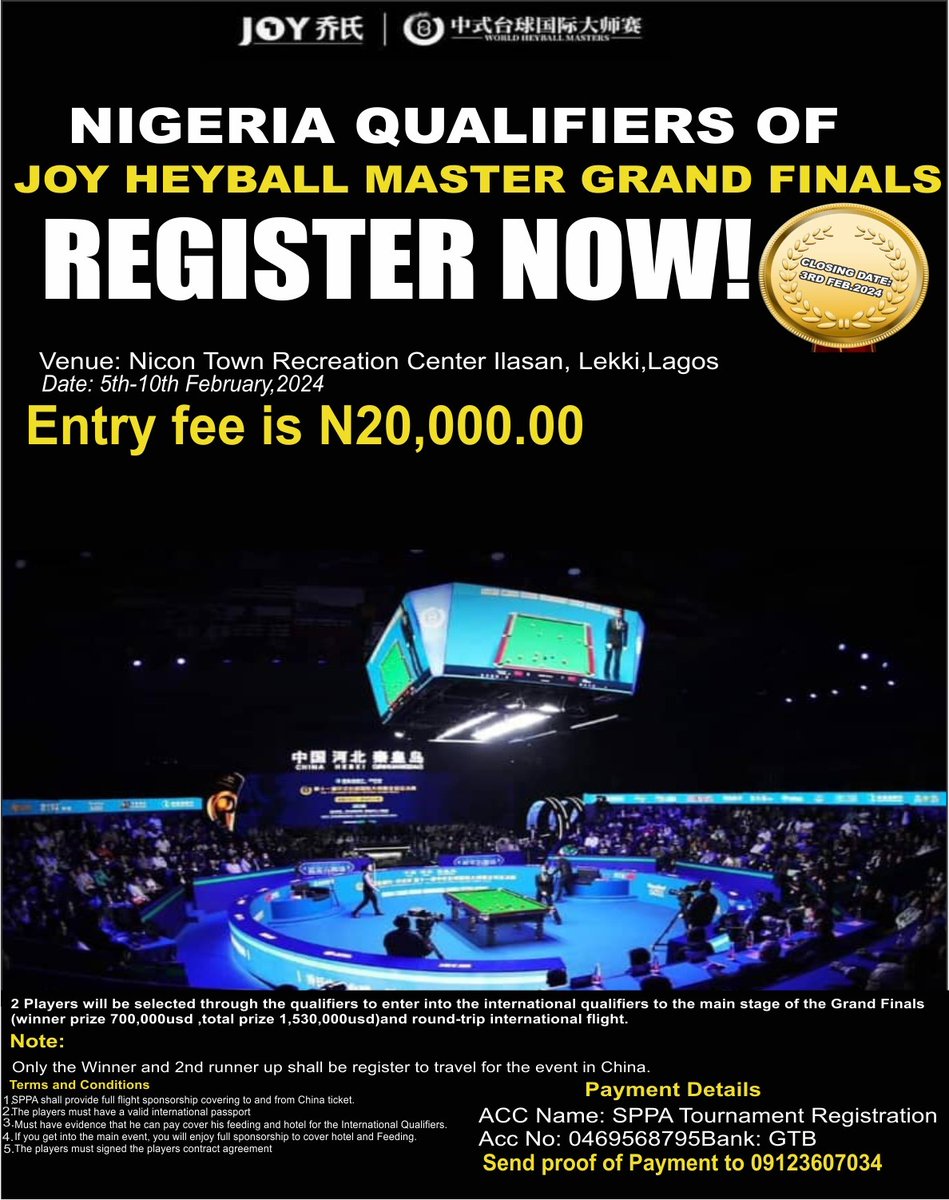sppalliance_ng's tweet photo. List of participants for the Joy HEYBALL Masters Grand Final Nigeria Qualifiers
1.  Adekunle Adebayo
2. Adekunle Macarthy
3. Babatunde Rasheed
4. Orji Igwe
5. Abiodun Christopher 
6. Adegbite Aderibigbe
7. Waliu Nojeem
8. Bamidele Shehu 
9. Toyin Azeez Ajayi
10. Animashaun Hassan https://t.co/pF30iu45x2