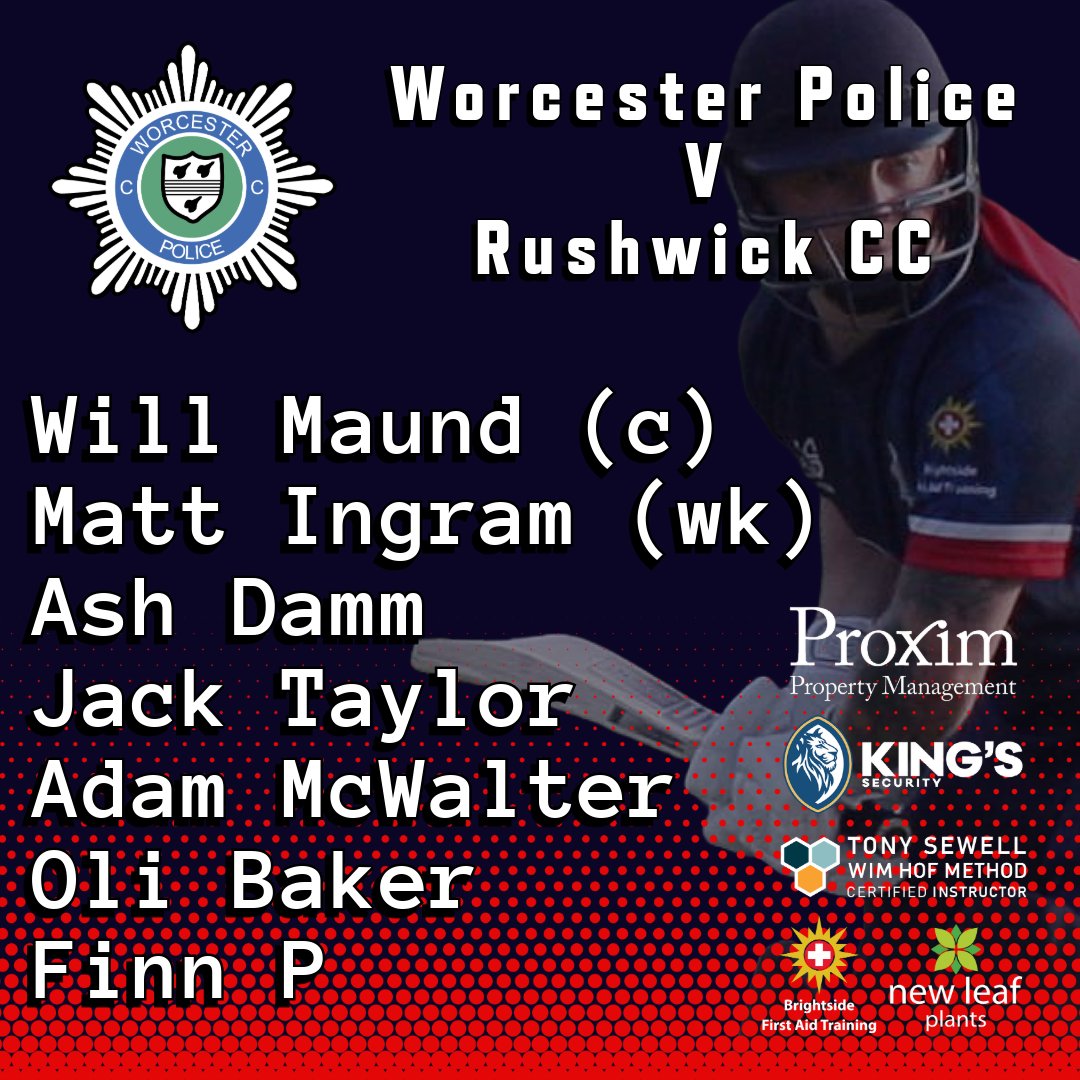 Are you Ready for the First game of the Season?
Worcester Police Cricket Club v <a href="/RushwickCC/">Rushwick CC</a>
Date: Friday
Venue: Worcester Royal Grammar School
🕢 Start Time 7:15 PM
📢 Players Report 6:45 PM
 #WorcesterPoliceCricket #CricketFever #wpcc #CricketFamily #police #CricketTwitter