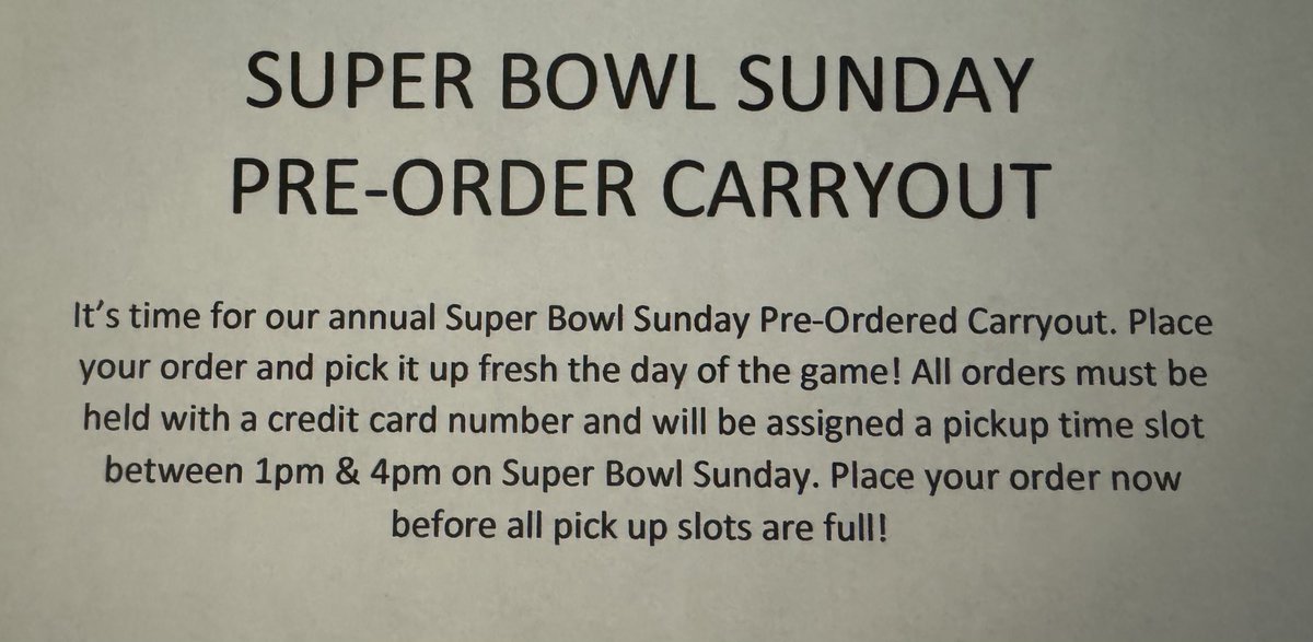 cjshotwings's tweet photo. Super Bowl Carryout time again! https://t.co/gTyIFuunza