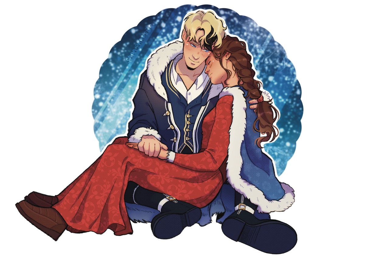 'When Wren awoke, scared and shivering in Alarik Felsing's arms, she desperately wished she could go back to sleep.' 
~☆~ 
▪︎art by @sara_parrenyo (❤️)
▪︎commissioned by me 
~☆~
Wren & Alarik Felsing from Cursed Crowns by @kwebberwrites
@doyle_cat
#TwinCrowns #CursedCrowns