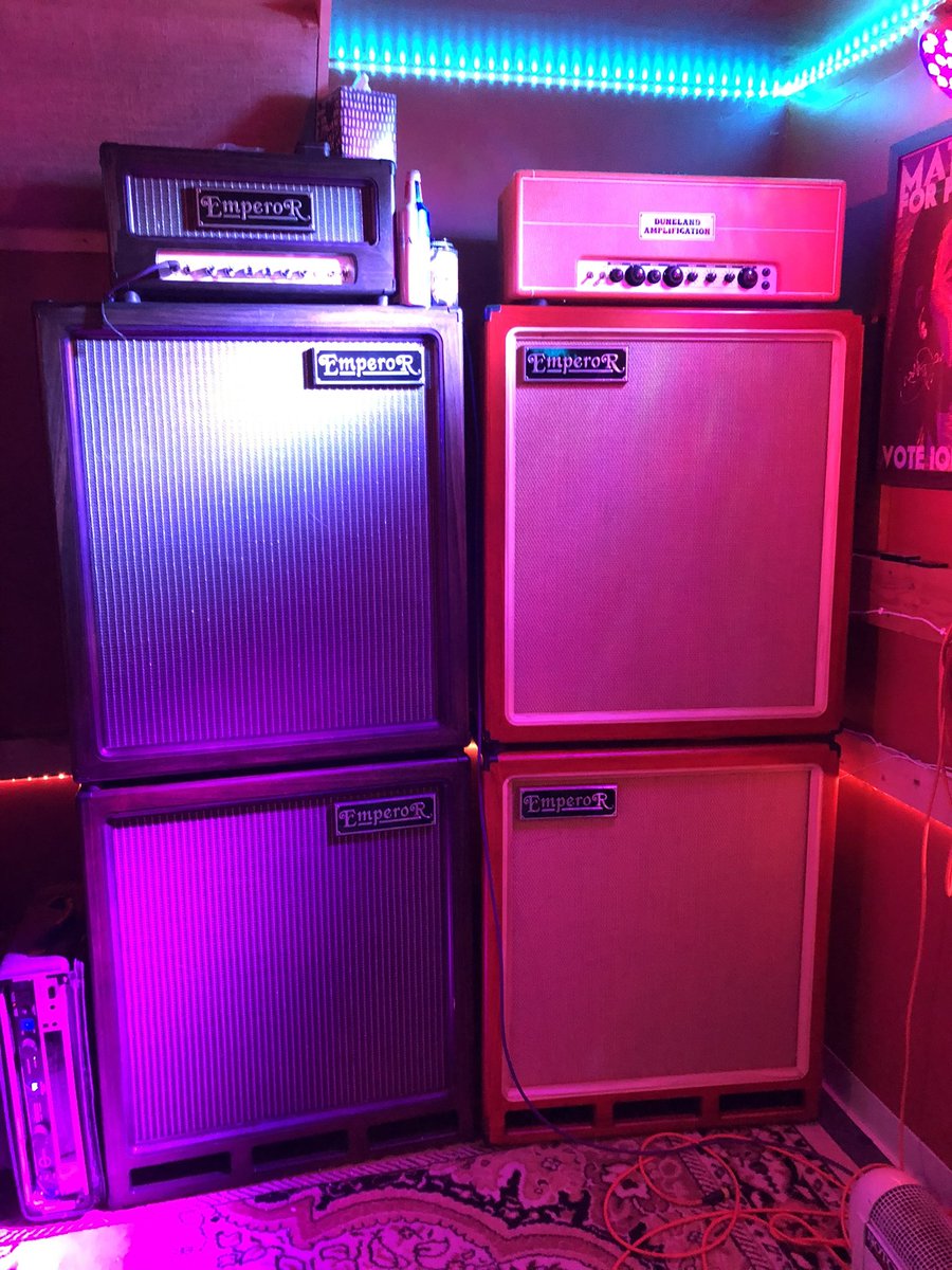 The wall of Emperor Cabinets is completed! #teamhoss #guitarrig #rigsofdoom #dunelanddoomroom