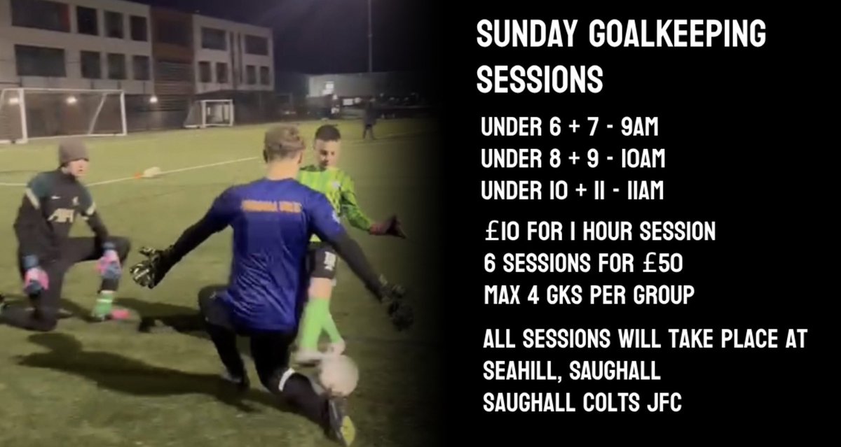 Hi guys,
My name is Elliot Howell, I am a goalkeeper coach based in Saughall, Chester. I am an FA qualified coach and academy coach for Chester FC. I will be offering weekend goalkeeper sessions for all abilities. For further details please message me at 07951605741.
