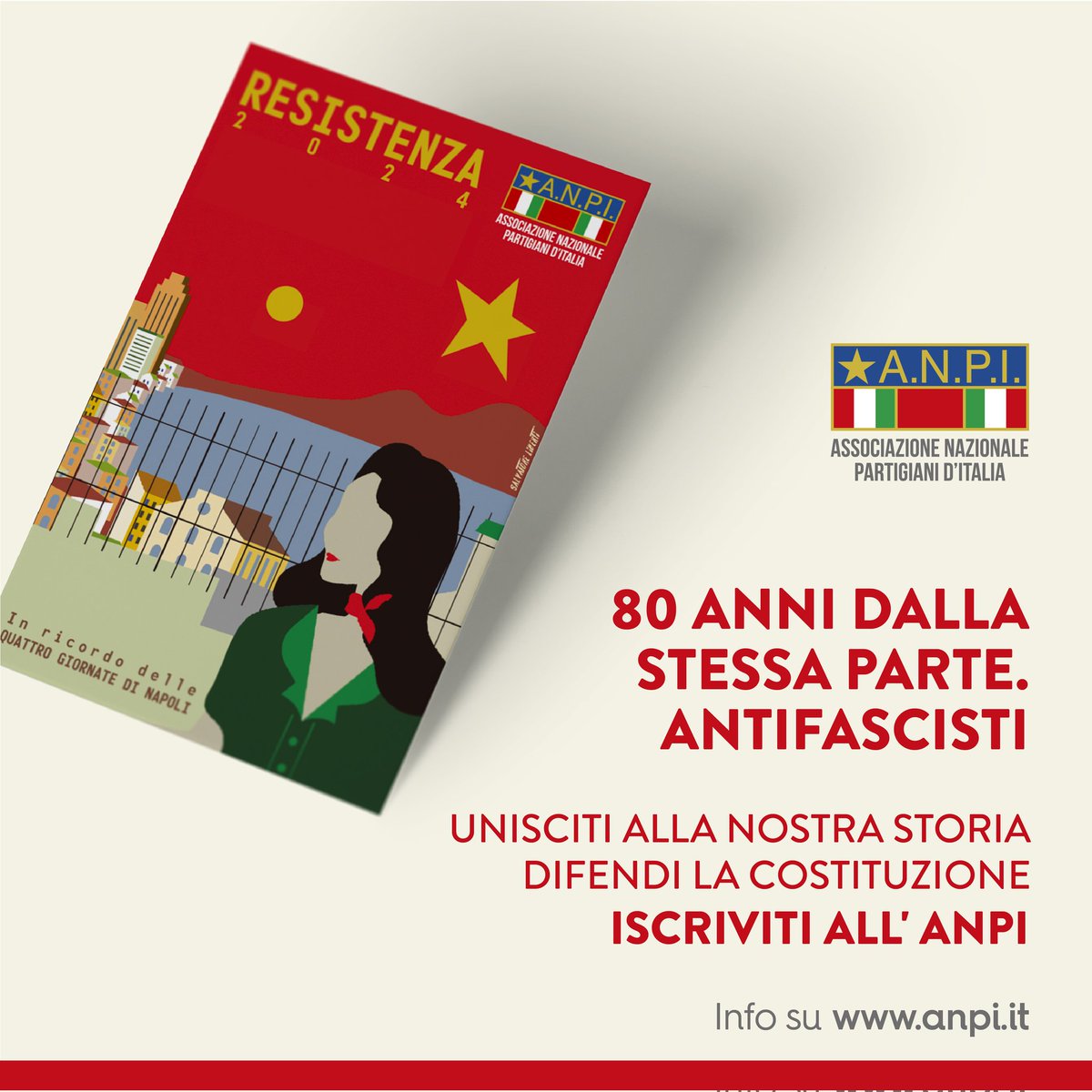 Iscrivetevi all'ANPI. Entrate nella nostra grande famiglia antifascista. Contattate le sedi provinciali: anpi.it/sedi o scrivete a tesseramento@anpi.it #anpi2024