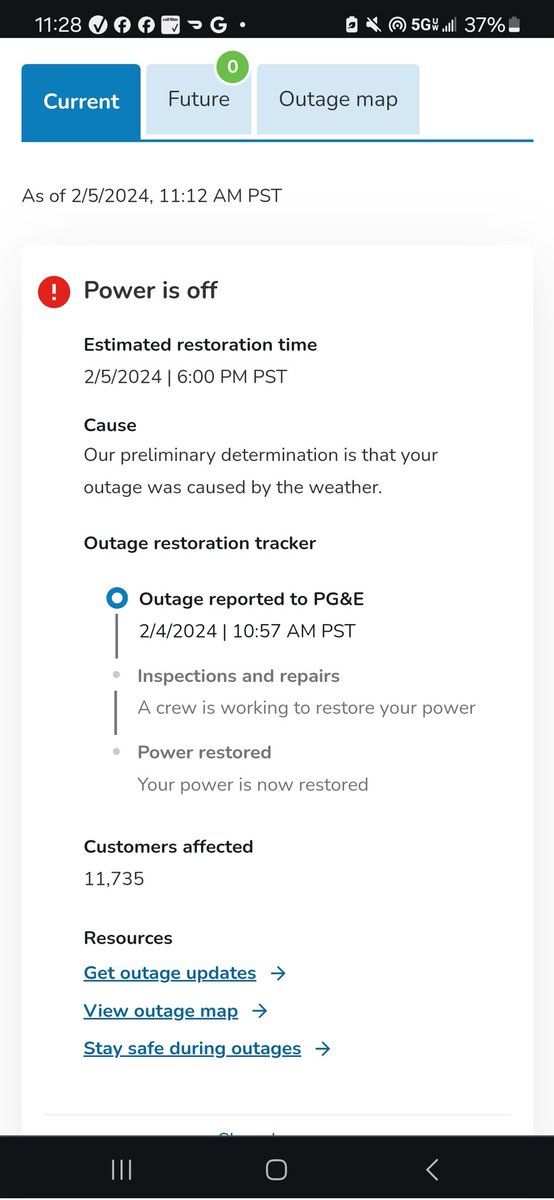 hellamadewell's tweet photo. @PGE4Me we've been without power since yesterday at 3pm. No crew has been working on this. We have an infant when are u going to restore our pwer!!!!! https://t.co/ooXtxa8Fqn