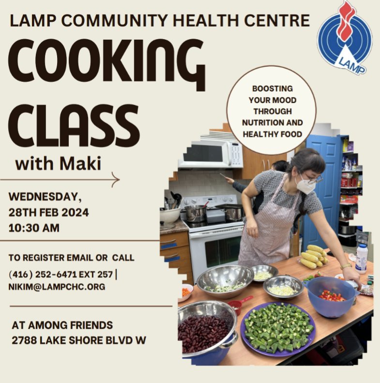 Do you love food and want to learn how to make healthy and satisfying dishes? Come to our cooking class with Maki on Wednesday, 28th Feb at 10:30 AM at Among Friends. Maki will teach you how to prepare mouth-watering meals and share tips on how food can affect your mood.