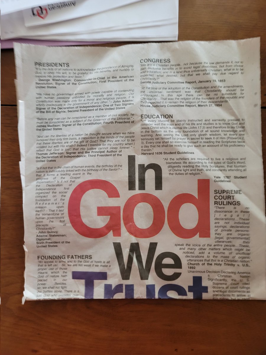 Martee5's tweet image. I found this article from the "Las Cruces Sun News, July 4, 2012" , Las Cruces, NM. It was difficult to get the whole article. It outlines pretty clearly the founding fathers' mindsets &amp;amp; the philosophy our country was based. Regardless of some people's claims