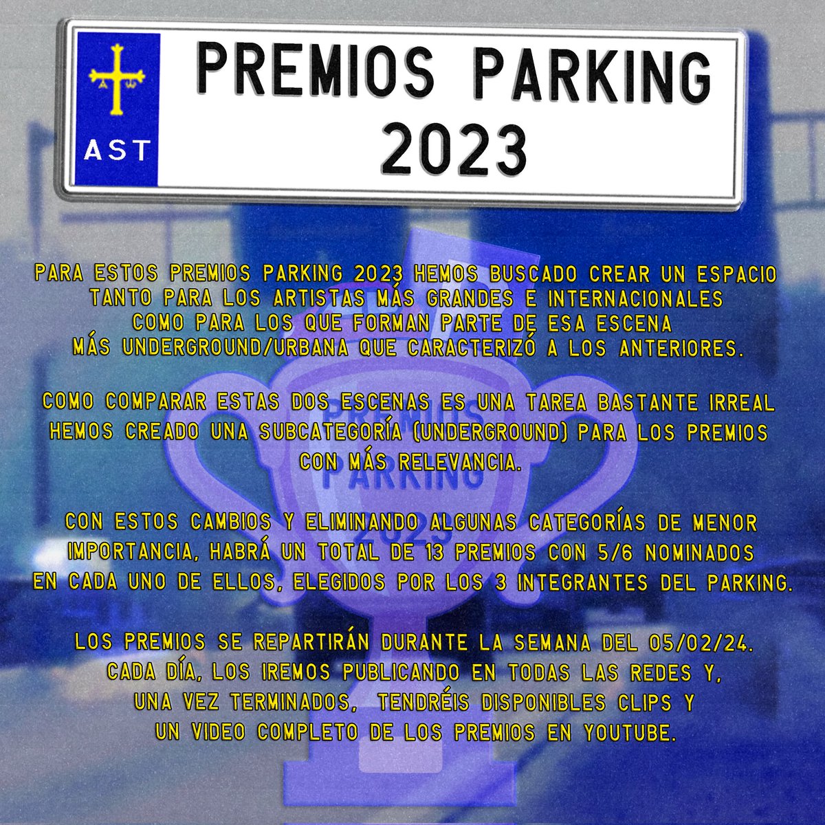 Vuelve la ceremonia musical del año, la cátedra de la clave de sol, el do de pecho de la escena. Esta semana repartimos los Premios Parking 2023🅿️🏆
