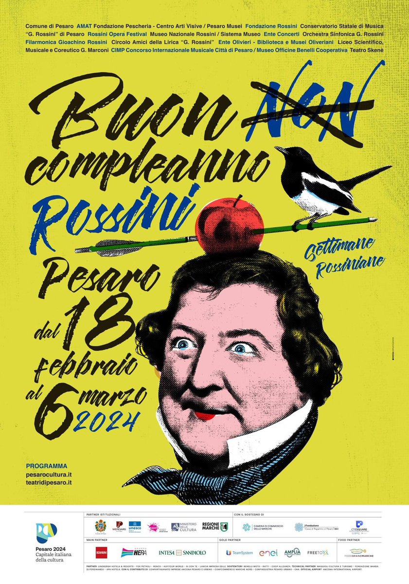 𝐁𝐔𝐎𝐍 𝐂𝐎𝐌𝐏𝐋𝐄𝐀𝐍𝐍𝐎 𝐑𝐎𝐒𝐒𝐈𝐍𝐈! 
Dal 18 febbraio al 6 marzo 2024 le 𝐒𝐞𝐭𝐭𝐢𝐦𝐚𝐧𝐞 𝐑𝐨𝐬𝐬𝐢𝐧𝐢𝐚𝐧𝐞, oltre 30 eventi in occasione del compleanno del Cigno di Pesaro.
Scopri il programma --> t.ly/skK9c
<a href="/plateaviva/">AMAT</a> <a href="/comunepesaro/">Comune di Pesaro</a>