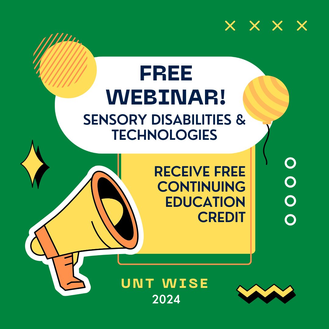 Join us for a free prerecorded webinar on YOUR time.

Discuss practical insights with our webinar panel on navigating Competitive Integrated Employment (CIE) for individuals with sensory disabilities.

UNT WISE:
untwise.catalog.instructure.com/?sort=price-lo…