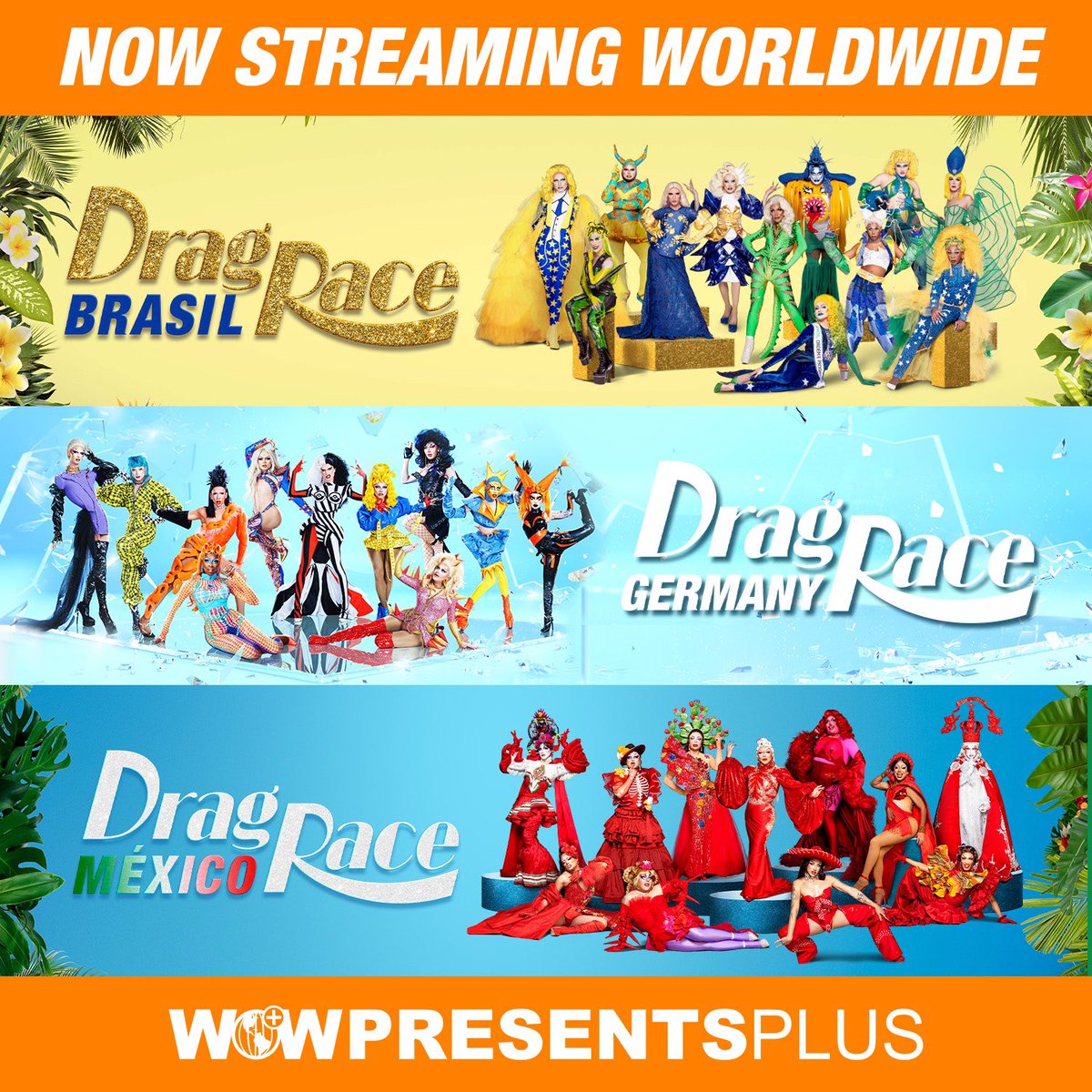 AUFGEPAßT, RACERS! 🇩🇪 

#DragRaceMexico Staffel 1, #DragRaceBrasil Staffel 1 und #DragRaceGermany Staffel 1 werden jetzt weltweit exklusiv auf <a href="/wowpresentsplus/">WOW Presents Plus</a> übertragen, dem Zuhause von allem, was #DragRace ist! 

➡️ bit.ly/3Qpk4v3