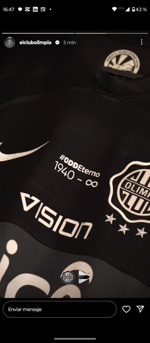 adanpaniagua's tweet image. #Olimpia lucirá hoy ante Ameliano la frase #ODDEterno en su camiseta.