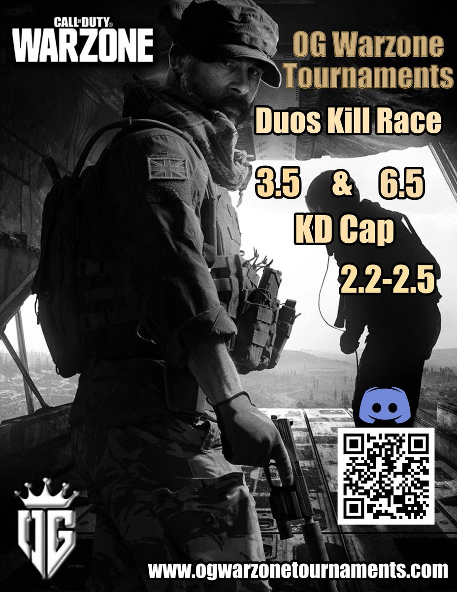 OGWTournaments's tweet photo. 4 teams in with 12 hours to go! Don’t miss your chance to win our first duos tourney! #warzone #warzonetourney https://t.co/k4ecu23x68