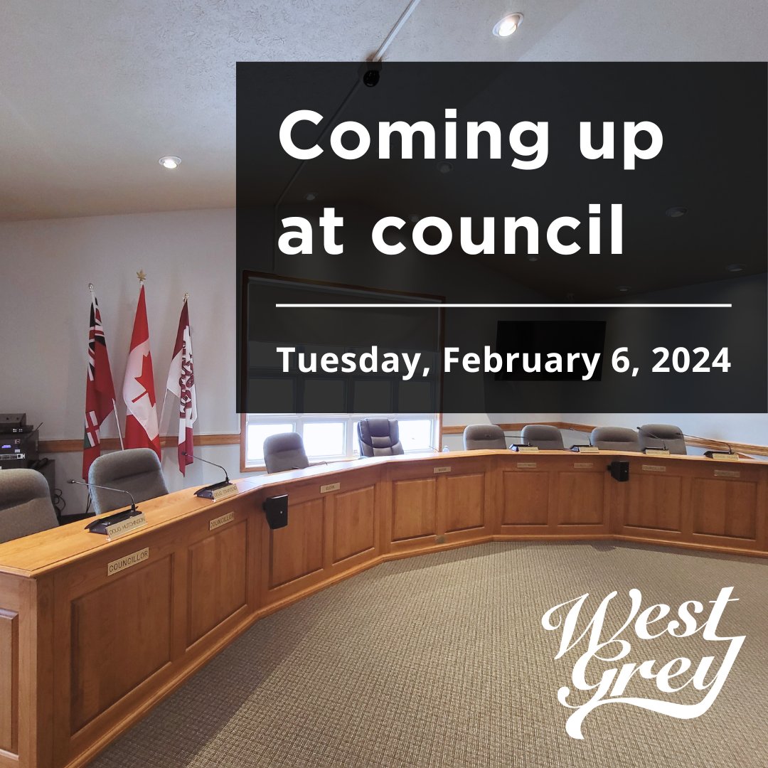 There will be a council meeting on Tuesday February 6, 2024 at 9 a.m.

Full council agendas can be viewed here:
westgrey.com/en/government/…
YouTube channel can be viewed here:
youtube.com/@WestGreyOntar…
