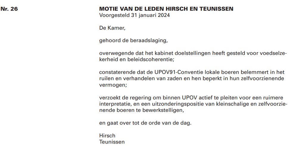 NoutvanderVaart's tweet image. ❗️Het is belangrijk dat Nederland @IGG_NL @minlnv er bij @UPOVint voor pleit dat dit verdrag een betere deal wordt voor kleinschalige boeren. Voorstel van @Danielle_H_BE en @Ct_teunissen om de uitzonderingspositie van kleinschalige boeren te verruimen verdient steun!🌱  @SeedNL