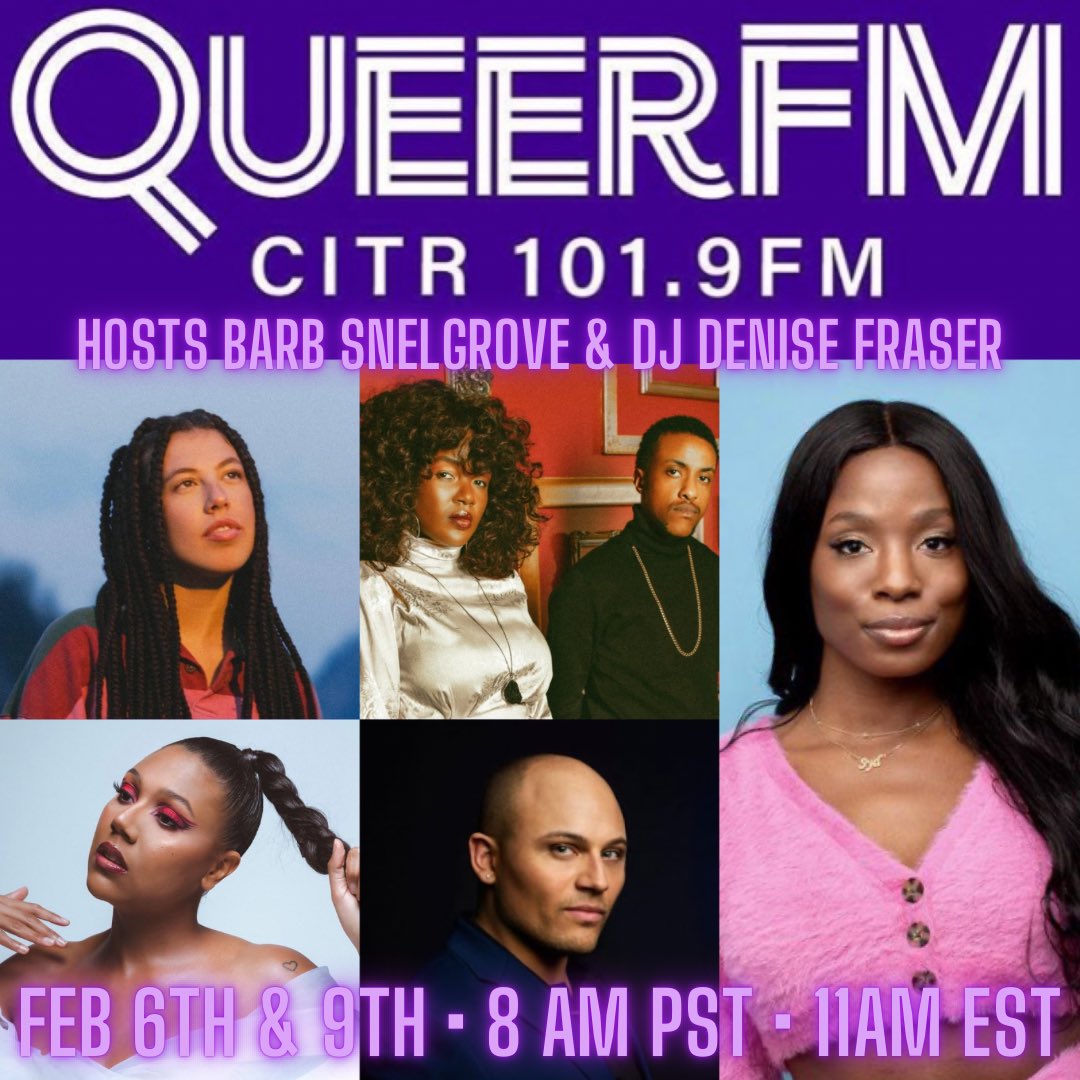 QueerFMVan's tweet photo. Feb 6th on @QueerFMVan join Hosts @DJDenise0477 @megamouthmedia💎 guests Comic/Podcaster @Justsydnyc coming to @JFLVancouver 🎤 multi-faceted filmmaker/Writer #HAUI 🎥 + tunes talk news and culture 8am PST • 11am EST on @CiTRradio https://t.co/LE9ldDoU2F https://t.co/Q7qycS60dE