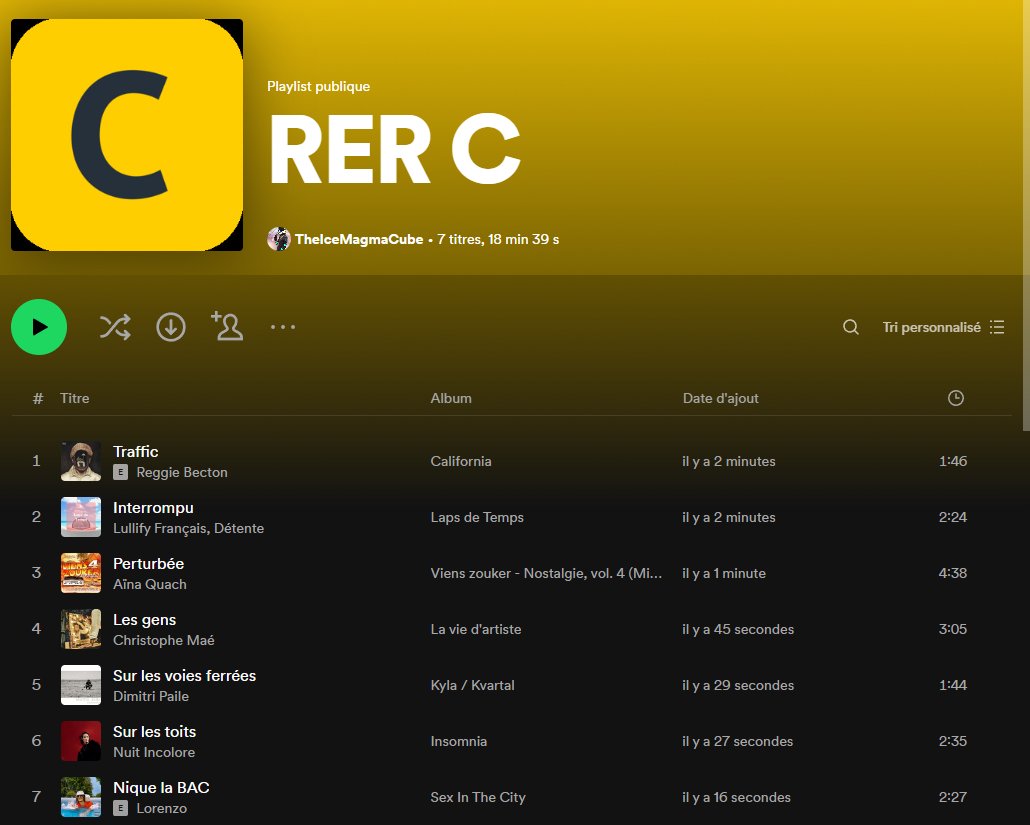 theicemagmacube's tweet photo. On commence des playlist pour chaque RER.
@RER_A, tu valides?
@RERE_T4_SNCF et @RERC_SNCF vous n'êtes pas oubliés :3 https://t.co/AYdol0uJpR