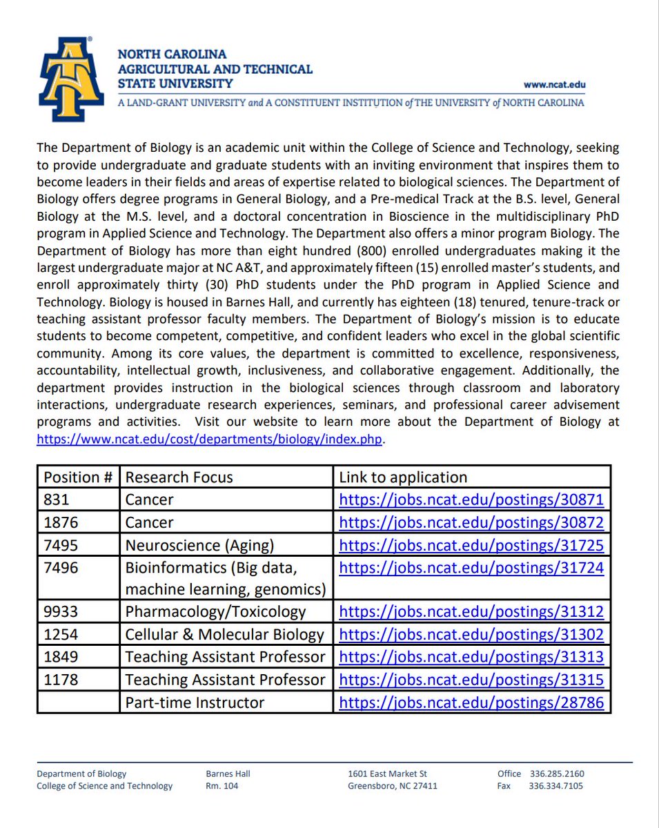 N.C. A&T Dept. of Biology tweet media