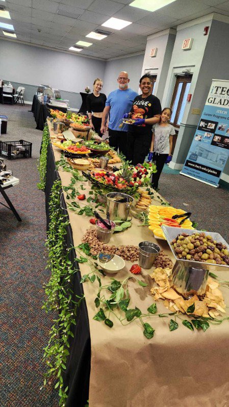 iTech_Glades's tweet photo. Check out the fabulous charcuterie board our culinary students created for a fundraiser hosted by the WISH Foundation for Hendry Regional Hospital! Shout out to program advisor and Caloosa Catering Company owner, Matt Germain for his support!! #itechglades #culinary https://t.co/qBS5tvSDM0