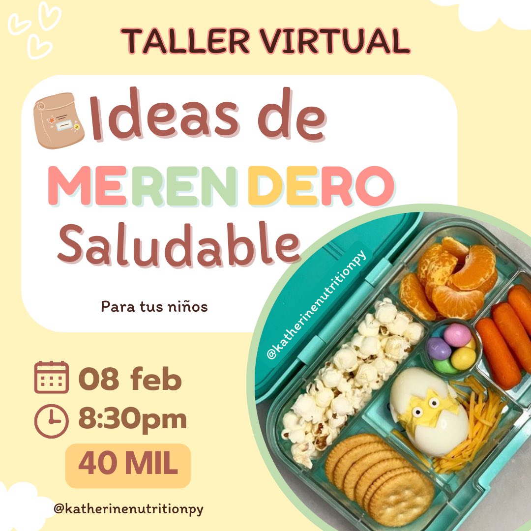 Kathe_Miranda's tweet photo. EN POQUITO EMPIEZAN LAS CLASES ‼️

Prepara a tus peques para un regreso a clases lleno de energía y concentración con nuestro taller virtual sobre merendero saludable.

Déjame tu WhatsApp, Mail en los comentarios o escribime un DM para más información!

#Merendero #RegresoAClases https://t.co/RmuH8XAOBr
