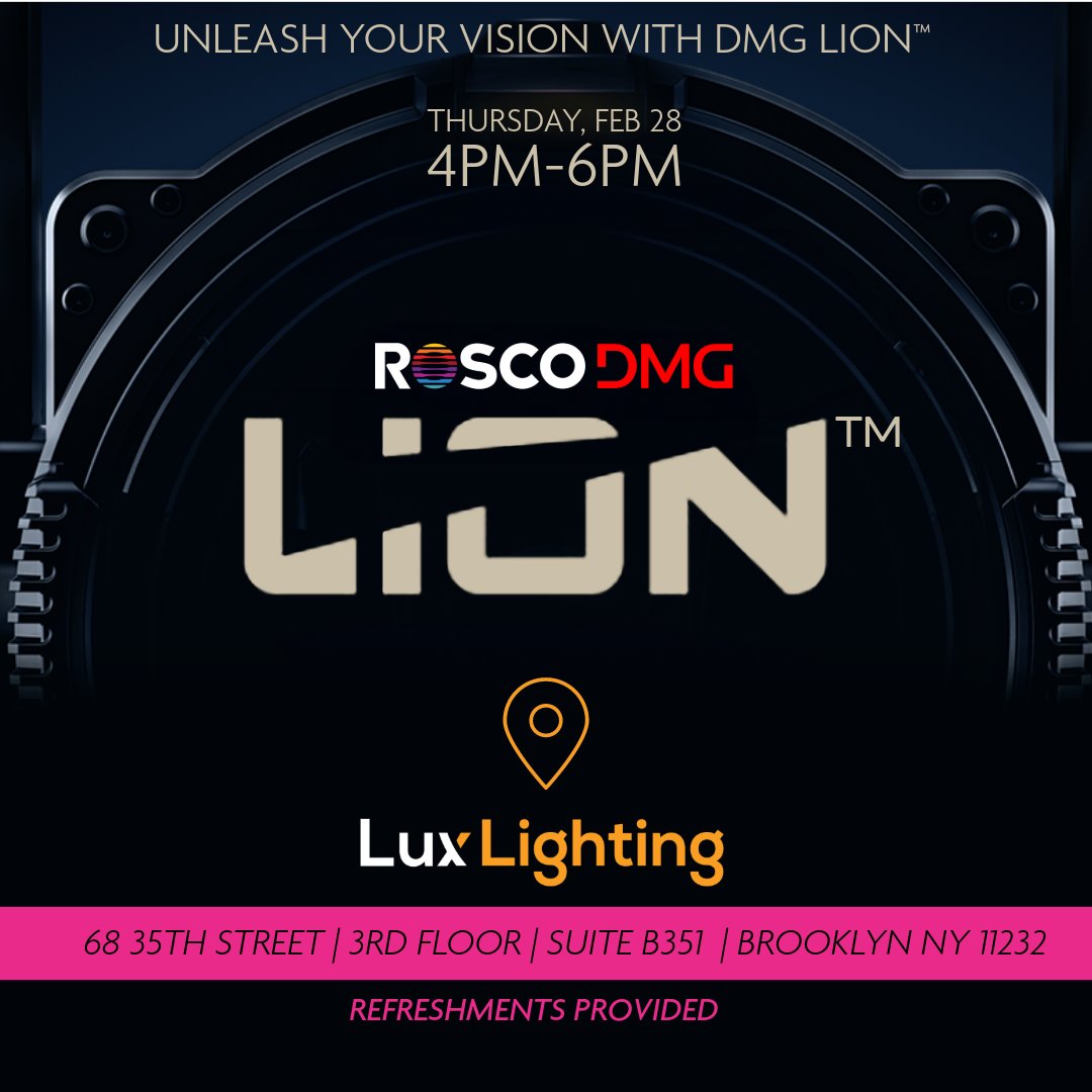 Coming to New York Feb 28! Sign up and join us as we welcome the Rosco DMG Lion for a demo and Q&amp;A. Find the link in IG Stories