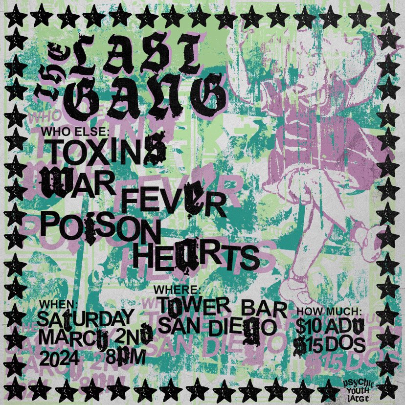 🚨SAN DIEGO🚨 Our show at @thetowerbar with @wearetoxins @warfever @poisonhearts_ac is coming up quick! Do you have your tickets yet? If not.. hit the link below thetowerbar.com/calendar/the-l… #TheLastGang #FatWreckChords #SanDiego #thetowerbar #towerbar