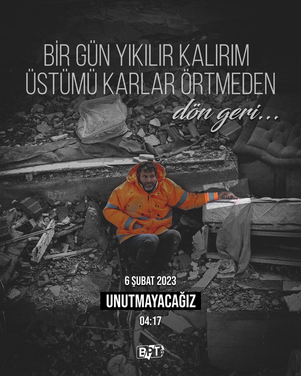 6 Şubat depremlerinde hayatını kaybeden vatandaşlarımızı rahmet ve özlemle anıyoruz. Geride kalanlara sabırlar diliyoruz.