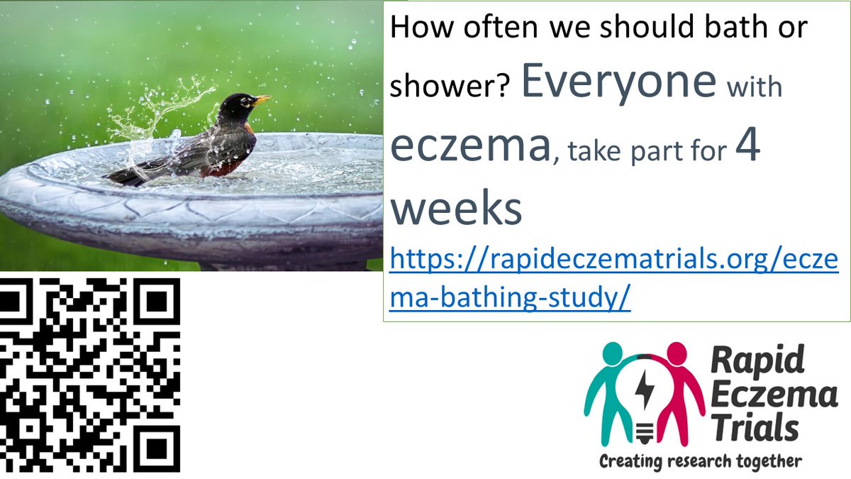 Help find out how often to bath or shower? All with eczema in UK plse take part and share #eczema #citizenscience @AllergyFreeCT  @Allergyhour  @allergykid2006  @AllergyKidsDoc @LondonAllergy  @LyndaGMitchell @housedustmite  @IAQWP  @IFANdotIE  
rapideczematrials.org/eczema-bathing…