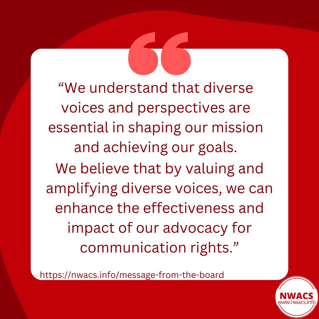 A snippet of our 2024 Message from the Board. The full message from our board president can be found on our website.

#AAC #NWACS #augmentationCommunication #MessageFromTheBoard #2024Vision