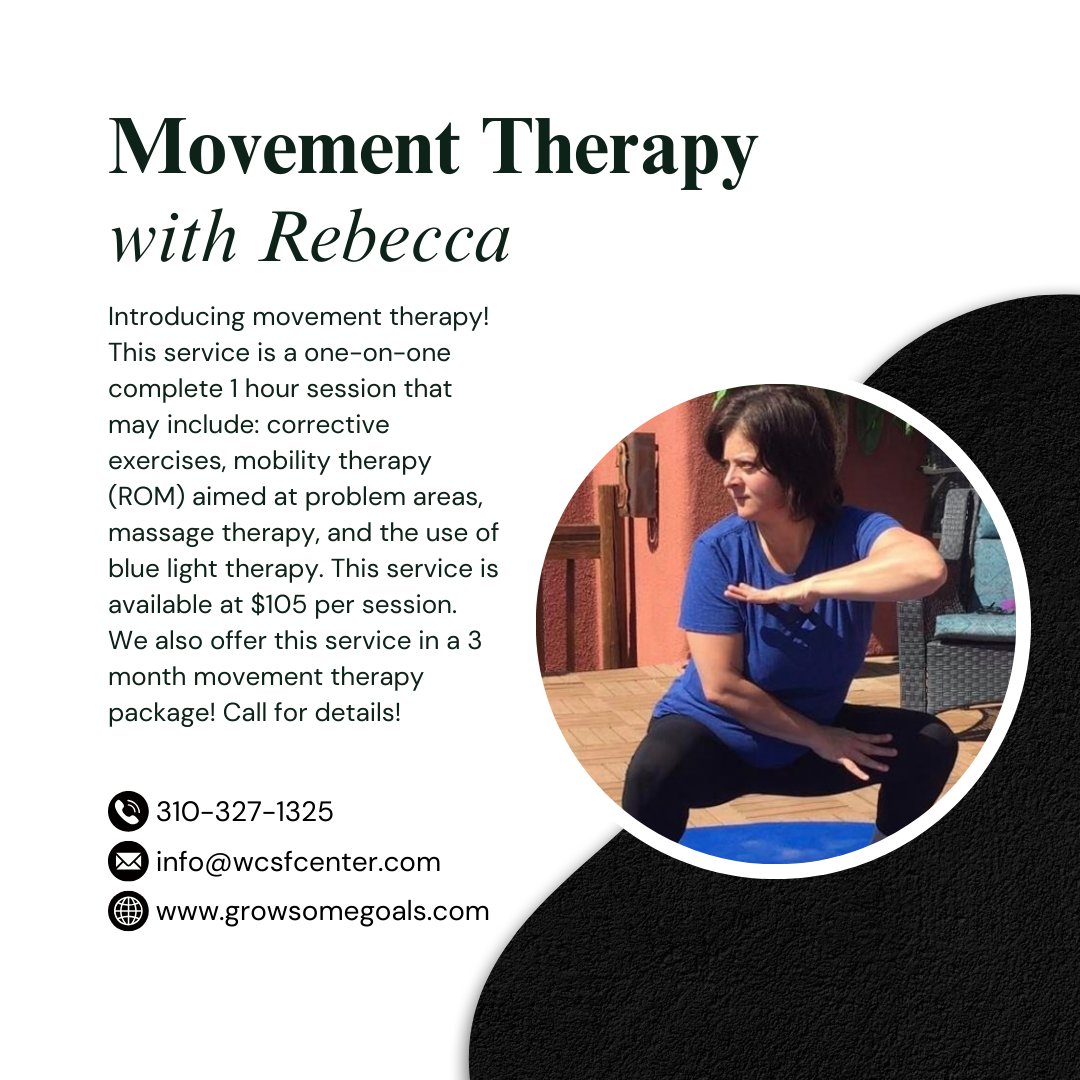 WCSFCenter's tweet image. Just-in, new service added!

Call and schedule your appointment at 310-327-1325 📞

#MovementTherapy #WCFam #CarsonCa #Holistic #Wellness