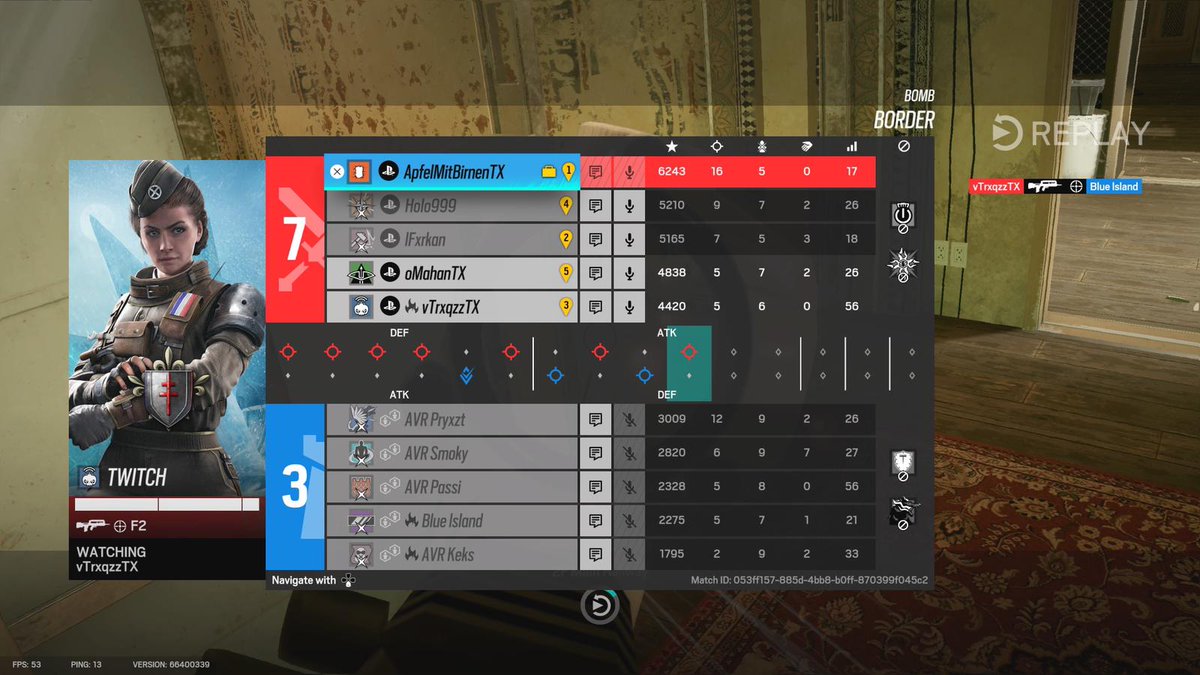 Unser 2.CrossLeague Match gewinnen wir mit einem starken 7:3 auf Border 

Line Up:
<a href="/APFELMlTBIRNEN/">ApfelMitBirnen</a> 
<a href="/LuccaIstLost/">𝓗𝓸𝓵𝓸</a> 
<a href="/Trxqzz9/">Trxqzz9🇨🇭🏔️|</a> 
<a href="/finechinasauce/">Mahan👿</a> 
@ergoni011